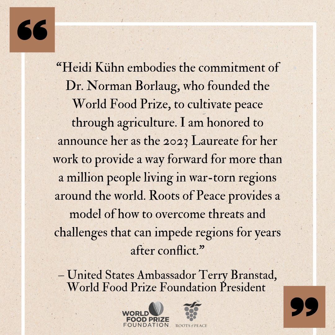 Roots of Peace (@rootsofpeace) on Twitter photo Heidi Kuhn’s selection as the 2023 World Food Prize Laureate was announced by US Ambassador Terry Branstad (<a href="/TerryBranstad/">Terry Branstad</a>), World Food Prize Foundation President, at a ceremony in Washington DC this morning.
#RootsofPeace #Heidikuhn #WorldFoodPrize #TerryBranstad Heidi Kuhn’s selection as the 2023 World Food Prize Laureate was announced by US Ambassador Terry Branstad (<a href="/TerryBranstad/">Terry Branstad</a>), World Food Prize Foundation President, at a ceremony in Washington DC this morning.
#RootsofPeace #Heidikuhn #WorldFoodPrize #TerryBranstad