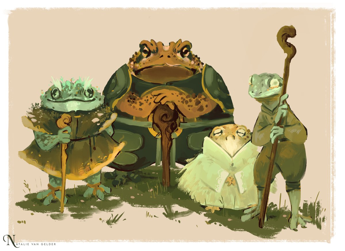 wyvern_witch's tweet photo. Frog elders :)
#characterdesign #digitalart #frogcharacter #phrog #frogs https://t.co/0jpu3RYc7f