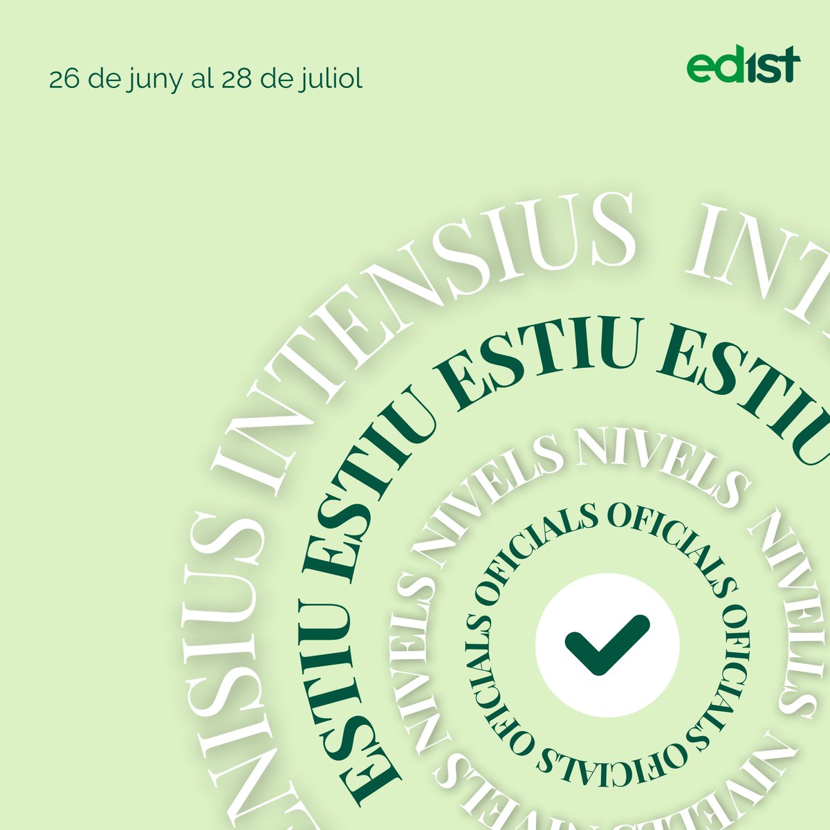 idiomesedist's tweet photo. Prepara't pels exàmens oficials en 5 setmanes! 📝
𝗔𝟮 · 𝗕𝟭 · 𝗕𝟮 · 𝗖𝟭

📅Del 26 de juny al 28 de juliol

#angles #frances #italia #alemany #estiu2021 #juliol #july #summer #edist #edistidiomes #santadria #badalona #weloveourjob💚 https://t.co/4p3gsZNBdS