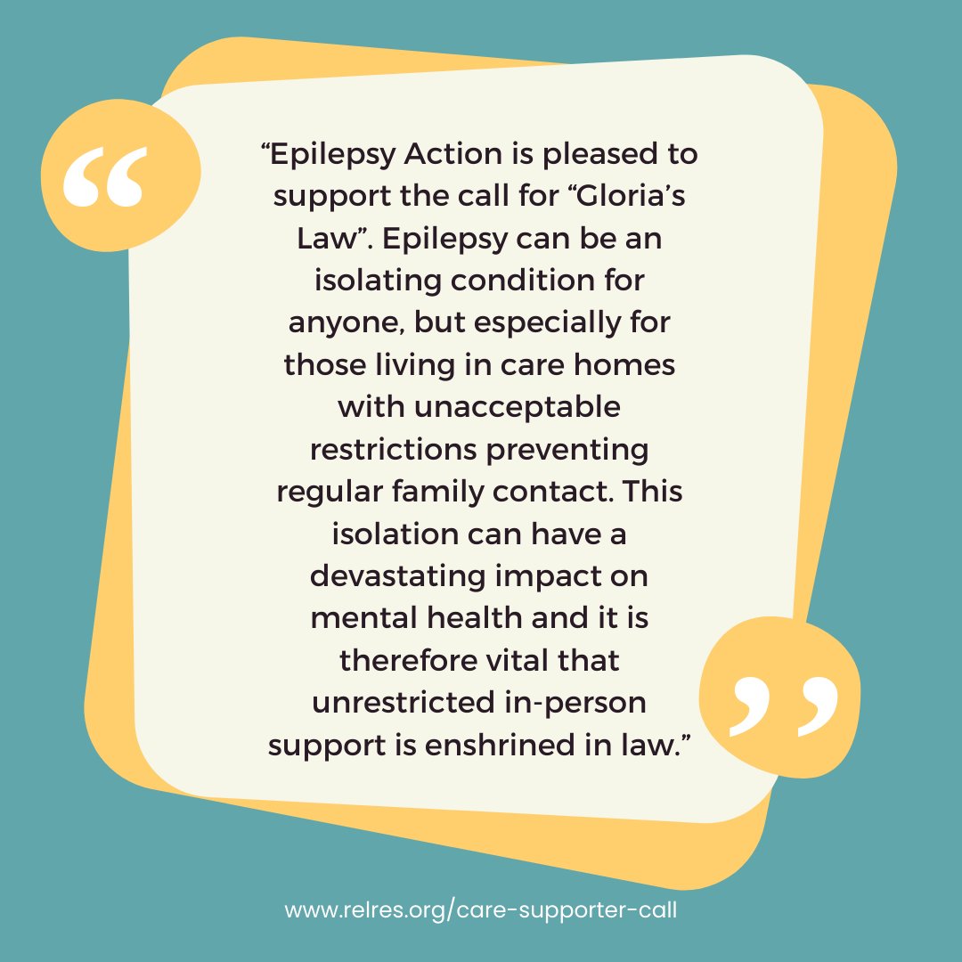 Feeling blessed by all the support we've had for #GloriasLaw. Here's the lovely quote from <a href="/epilepsyaction/">Epilepsy Action</a> - thanks for joining the call! And to the 70 other orgs supporting!
Together we will achieve a new right to a #CareSupporter 🤗
#FridayFeeling
<a href="/rightsforresid2/">Rights For Residents</a> <a href="/JohnCampaign/">John's Campaign</a>