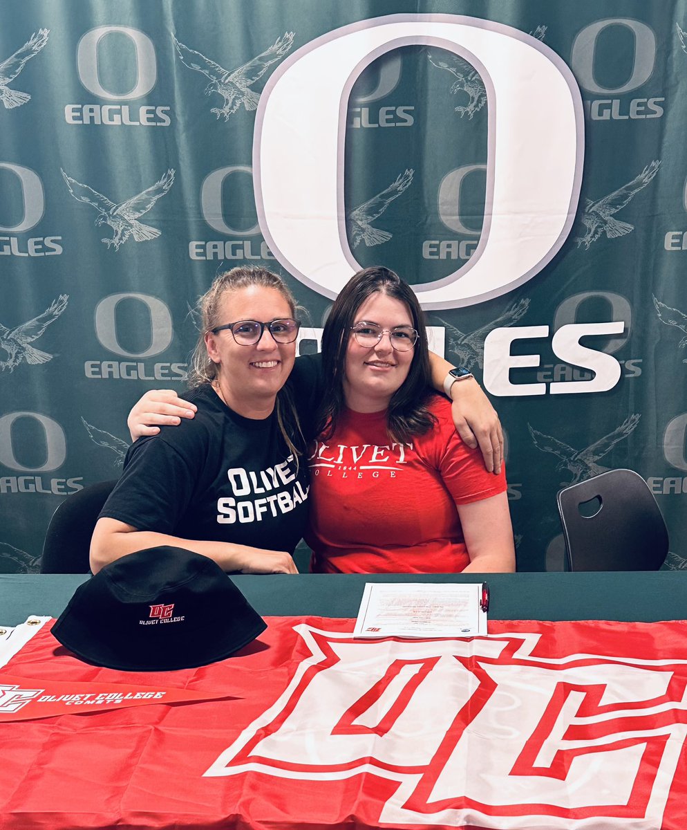 Congrats to Olivet High School senior Katie Rugg, who recently celebrated her commitment to play softball at Olivet College next year. Rugg was joined by family, friends &amp; coaches in the OHS library.