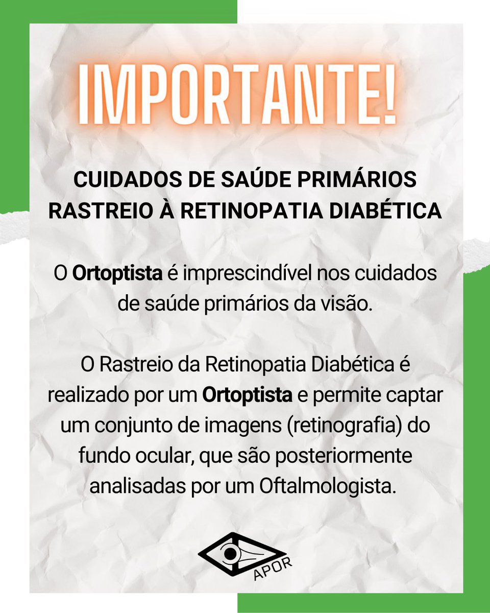APORpt's tweet photo. RASTREIO À RETINOPATIA DIABÉTICA - ABRIL A SETEMBRO

Para mais informações, consulte:
https://t.co/hG5x397Umg

#APOR #ortoptista #ortoptica #orthoptics https://t.co/HyZUnIyiEL