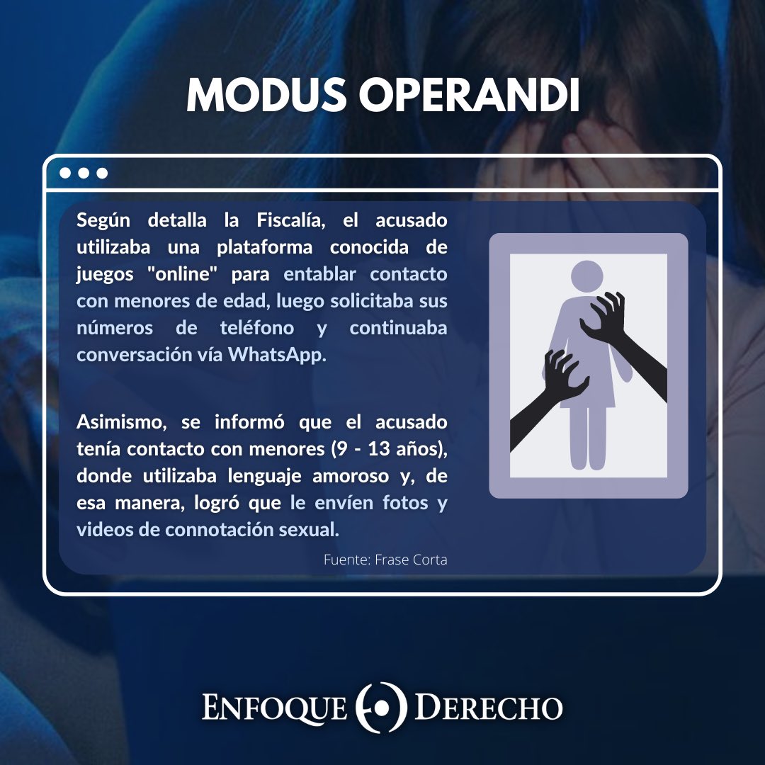 #Childgrooming 👨‍💻

En el siguiente #carrusel, #EnfoqueDerecho te explica más sobre el caso y el resultado de este, que ha sido la primera #sentencia por el #delito de #ciberacoso a #menores de edad a cambio de favores de connotación #sexual.

¿Qué opinas sobre lo ocurrido? ⬇️