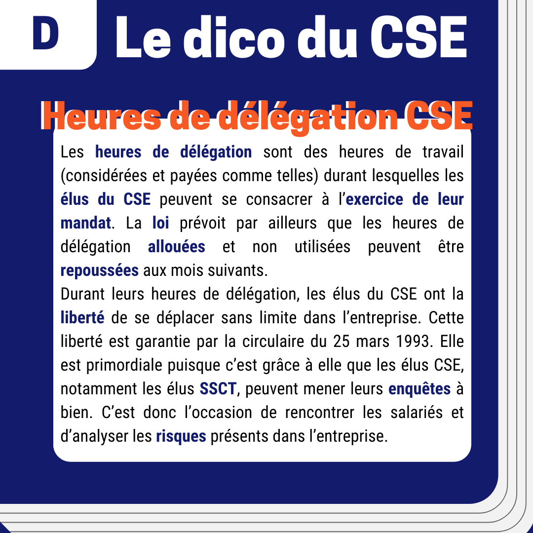 espace_CHSCT's tweet photo. Aujourd’hui dans le dico du CSE on définit les heures de délégation CSE ⌚

Pour en savoir plus sur les heures de délégation CSE découvrez notre article : https://t.co/BKarvgQUjP 

N'hésitez pas à partager avec vos collègues et à nous faire part de vos commentaires ! 💬 https://t.co/syRMuojTON