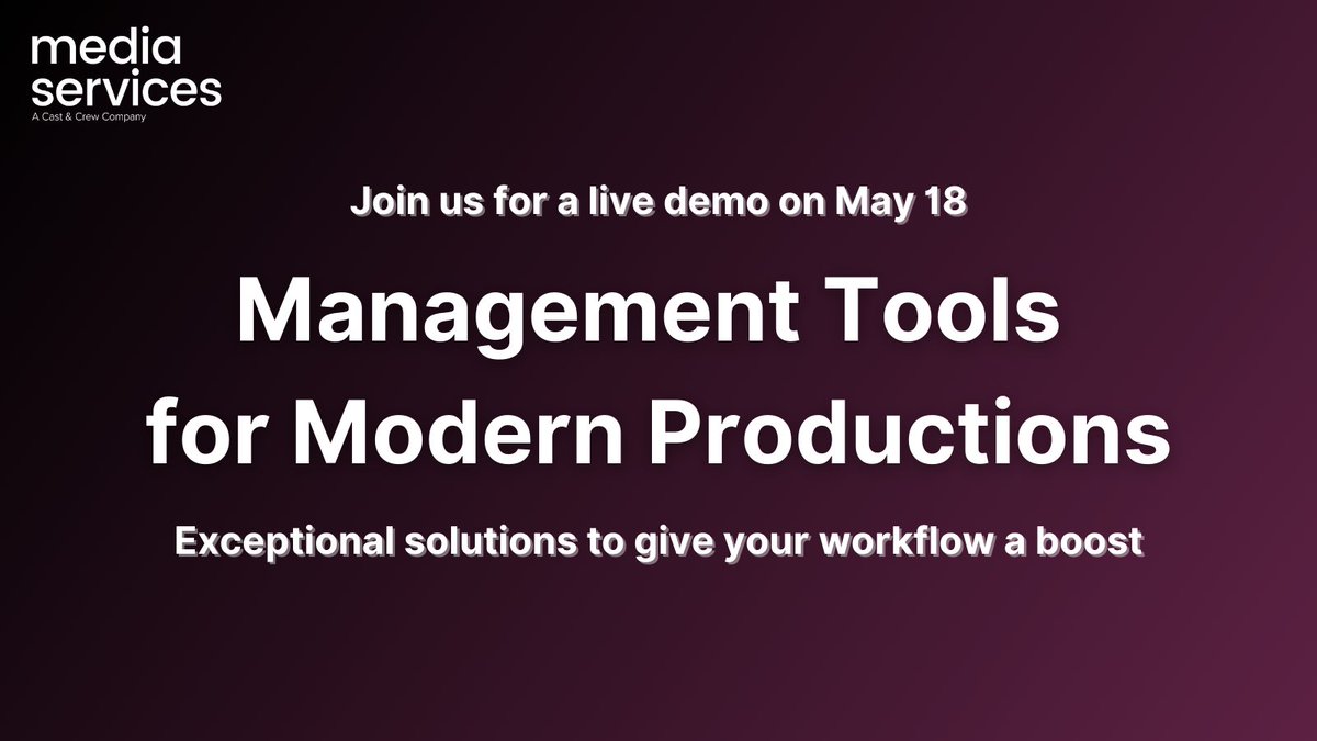 Join us on May 18. We’ll demonstrate the power of pairing tools like <a href="/yamduapp/">Yamdu</a>, <a href="/everysetapp/">Everyset (formerly Castifi)</a>, #FPS, and #Conduiit with Showbiz and other Media Services solutions. Register now: hubs.li/Q01NMyrT0 #production #filmmaking #software