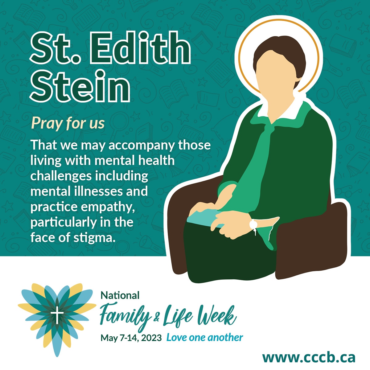 Today we highlight St. Edith Stein who struggled through a period of despair. She recovered in part by drawing close to the Saints. With her guidance, let us practice empathy particularly in the face of stigma.

#NWLF2023 #NFLW2023