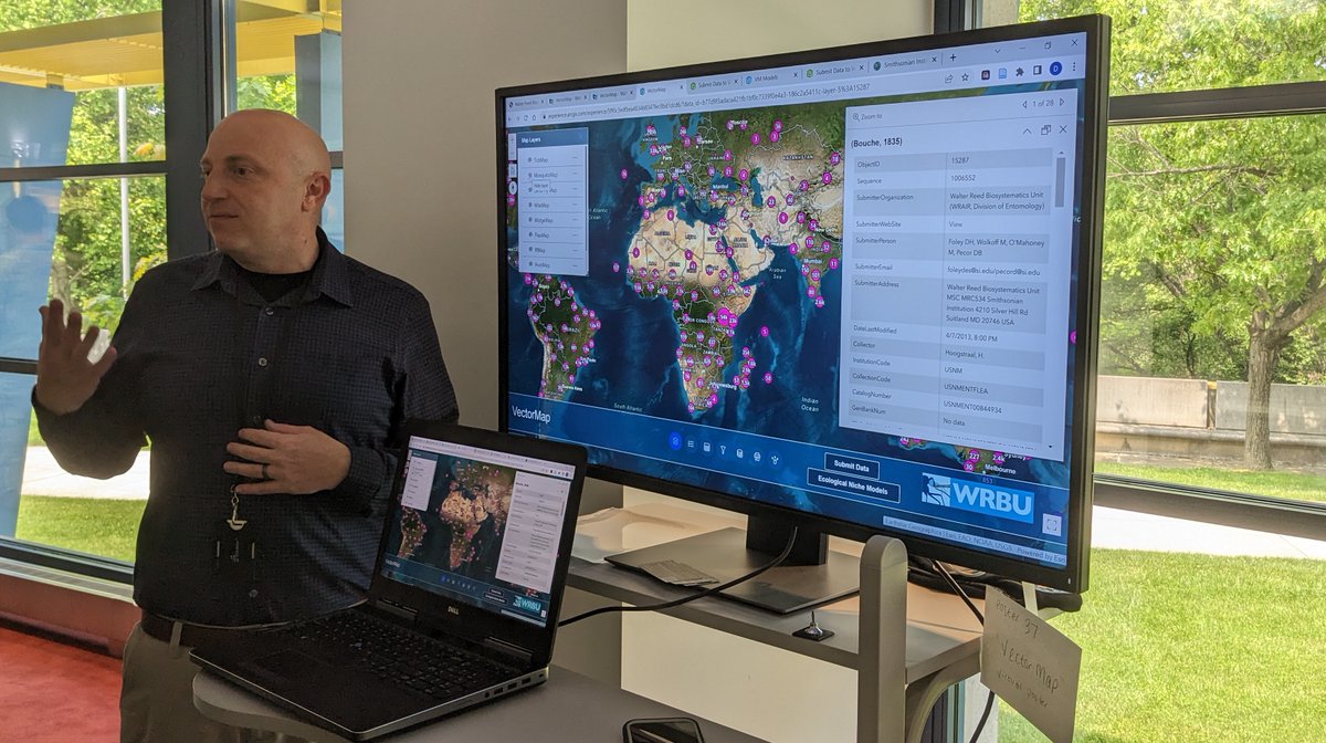 ento_wrbu's tweet photo. Yesterday WRBU presented 3 posters at the  One Health Research Symposium organized by @wrair and @smithsonian!  @REDINET_Program research from Dr. Koray Ergunay, Dr. Hsiao-Mei Liao and Dr. Suppaluck Nelson and the launch of VectorMap by David Pecor and Alex Potter. #OneHealth https://t.co/EQM1cX7YDI