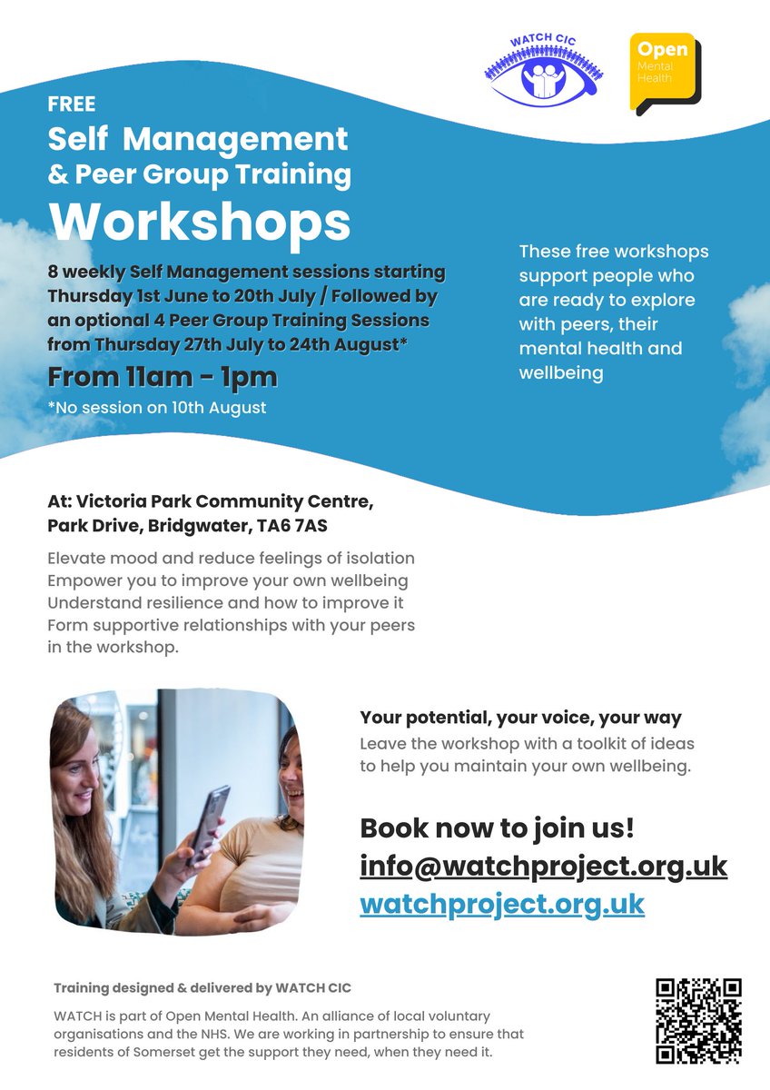 Places are now available on our FREE Self-Management course in Bridgwater, which will be followed by an optional four Peer Group Training sessions.