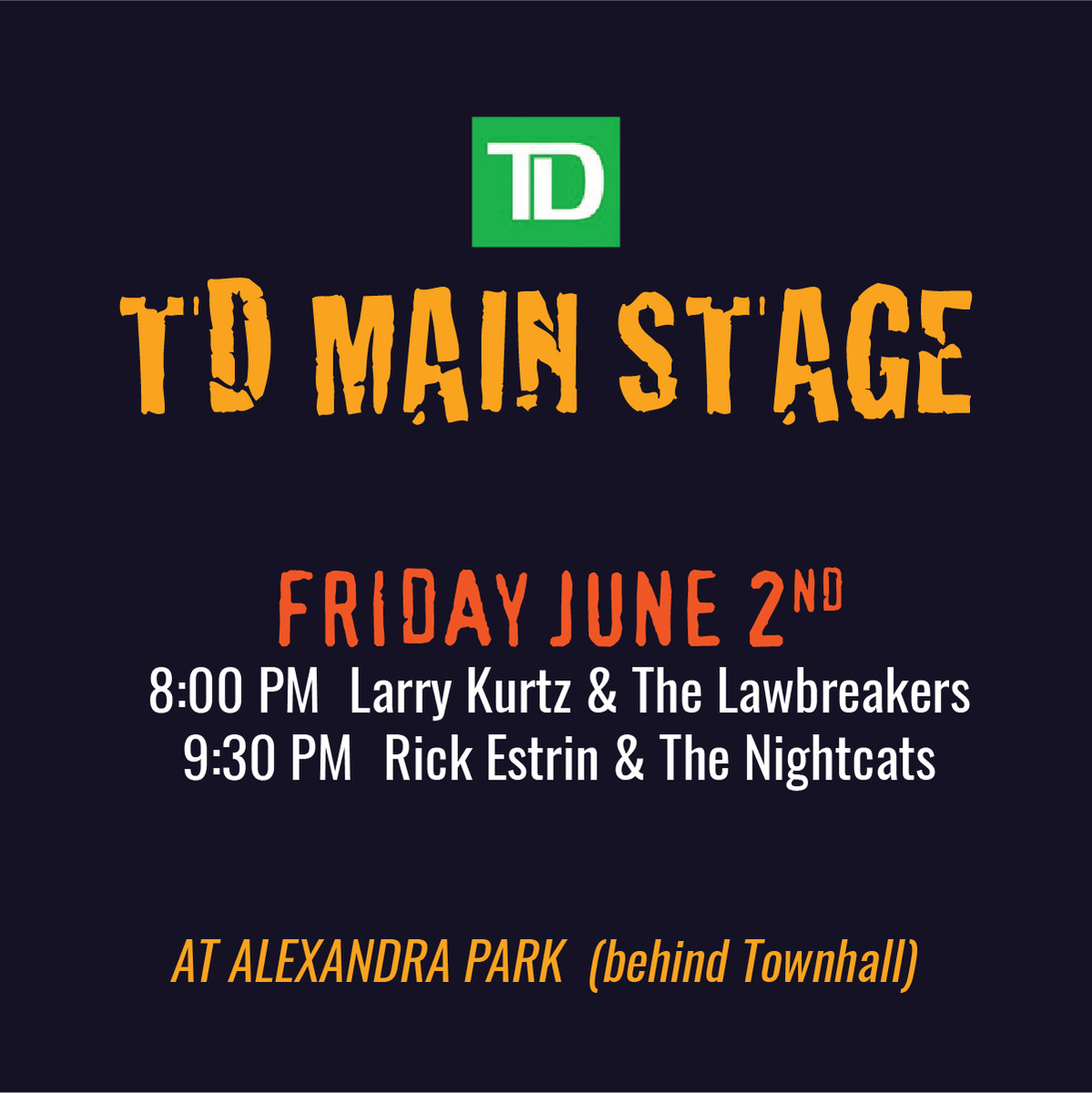 OvilleBluesJazz's tweet photo. TD Main Stage features top talent performing all weekend long. π΅
Kicking off the festival, the Friday nights lineup showcases:
β’ 8:00 PM Larry Kurtz & The Lawbreakers
β’ 9:30 PM Rick Estrin & The Nightcats
#Orangeville #OrangevilleBluesJazz #OBJF #Jazz #Blues #LiveMusic https://t.co/Pz4aC7Wo0O