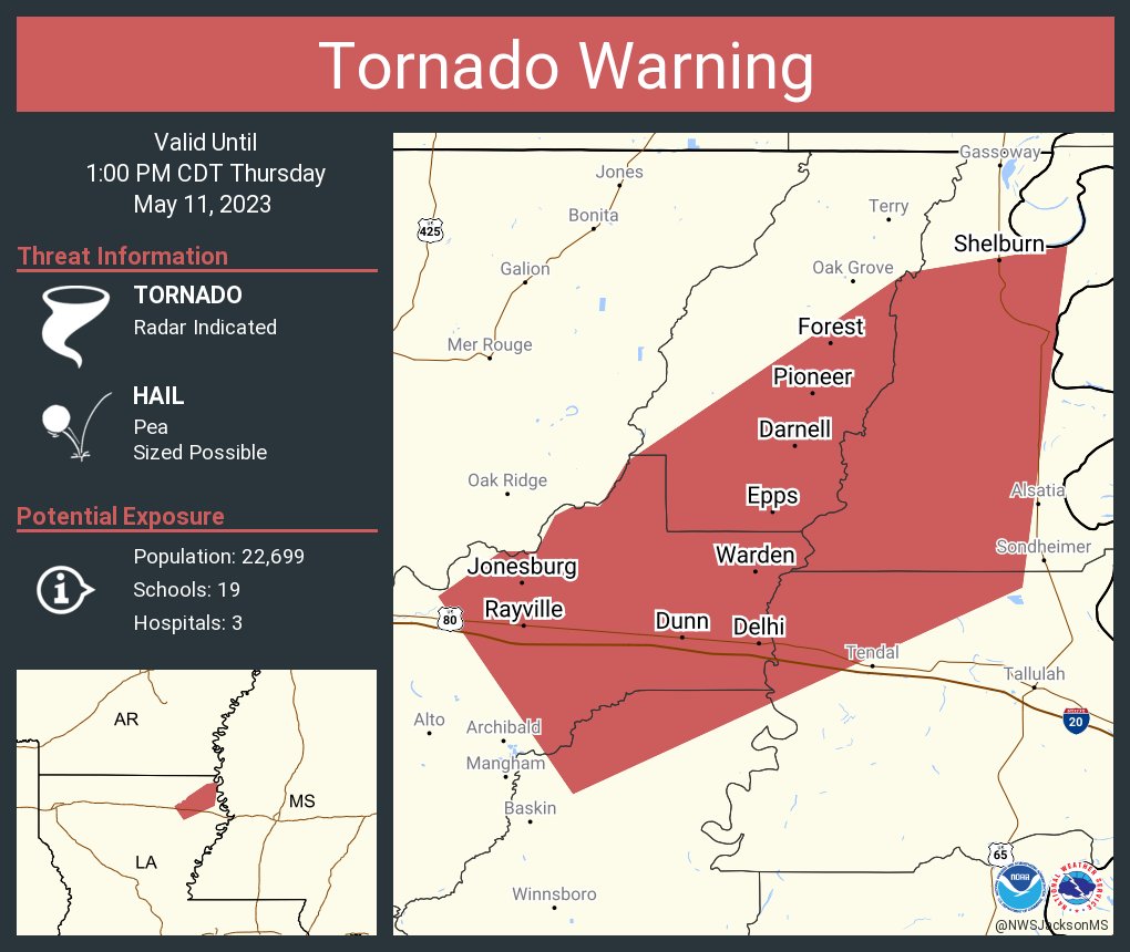 NWS Tornado on Twitter "Tornado Warning including Lake Providence LA