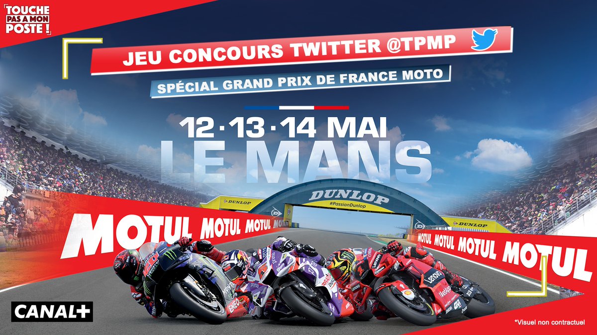 🚨#JeuConcoursTPMP🚨

Gagnez 4 places VIP pour l'événement Shark Grand Prix de France Moto qui fête ce 13 &amp; 14 mai son 1000ème Grand Prix🏍️

➡️RT+Follow <a href="/CanalplusMotoGP/">CANAL+ MotoGP™</a> &amp; @TPMP pour tenter de gagner 2x2 places + accès à la loge VIP <a href="/canalplus/">CANAL+</a>🤩

TAS de 2 gagnants à 21h15🍀