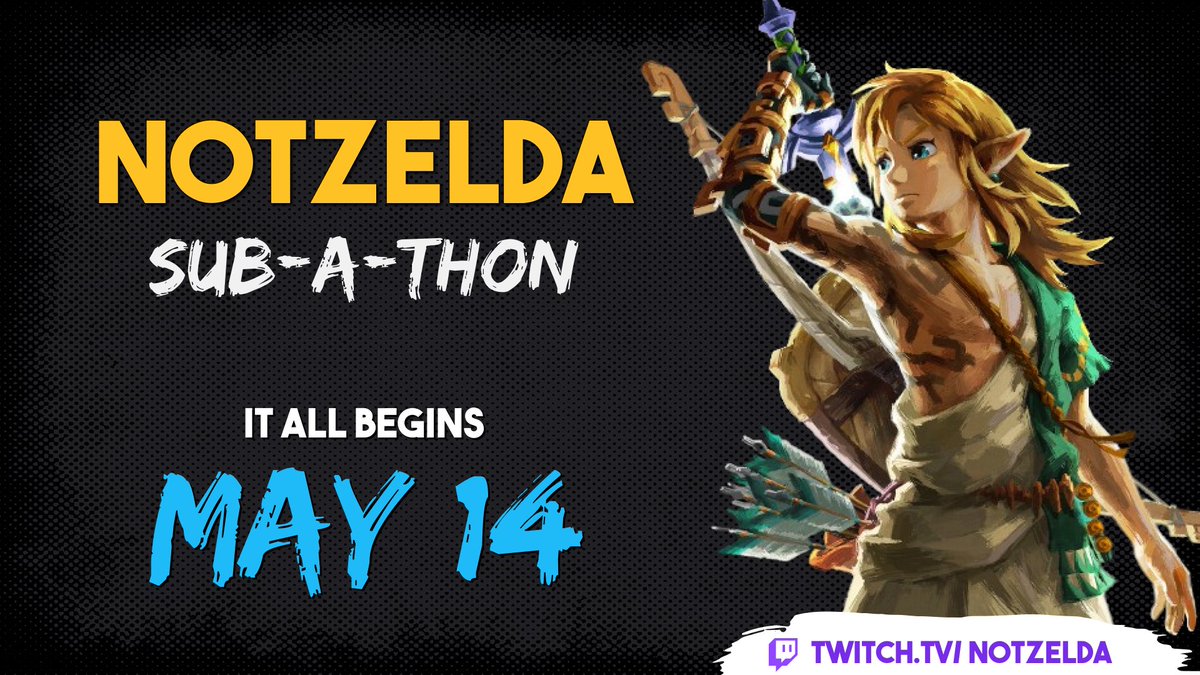 NotZelda's tweet photo. It all starts May 14th @ 6PM (EST)! More details to follow. ^_^ #twitch #subathon #twitchstreamer #videogames https://t.co/a4XMvAHOkv