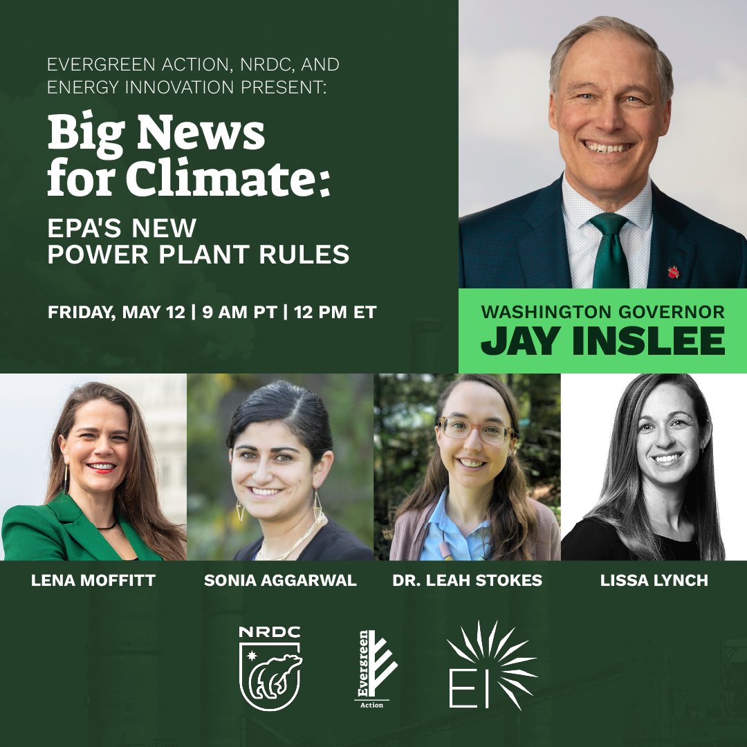EvergreenAction's tweet photo. .@EPA's newly-released standards regulating carbon pollution from power plants are, as @POTUS would say, a BFD.

Join us TOMORROW at 12pm ET/9am PT for a live discussion of these standards with an all-star panel of leading climate experts: https://t.co/MMr5rH1gBk. https://t.co/Nm9c51tdHE