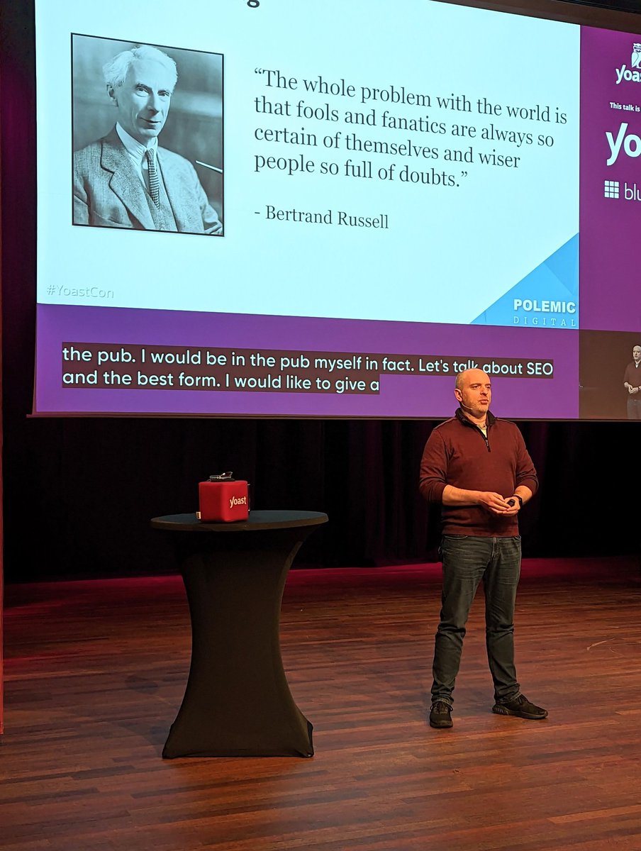 Post-dinner session at #yoastcon with <a href="/badams/">Brittany Adams</a> offering his personal insights into crawling and indexing. It's always an enjoyable presentation from Barry.