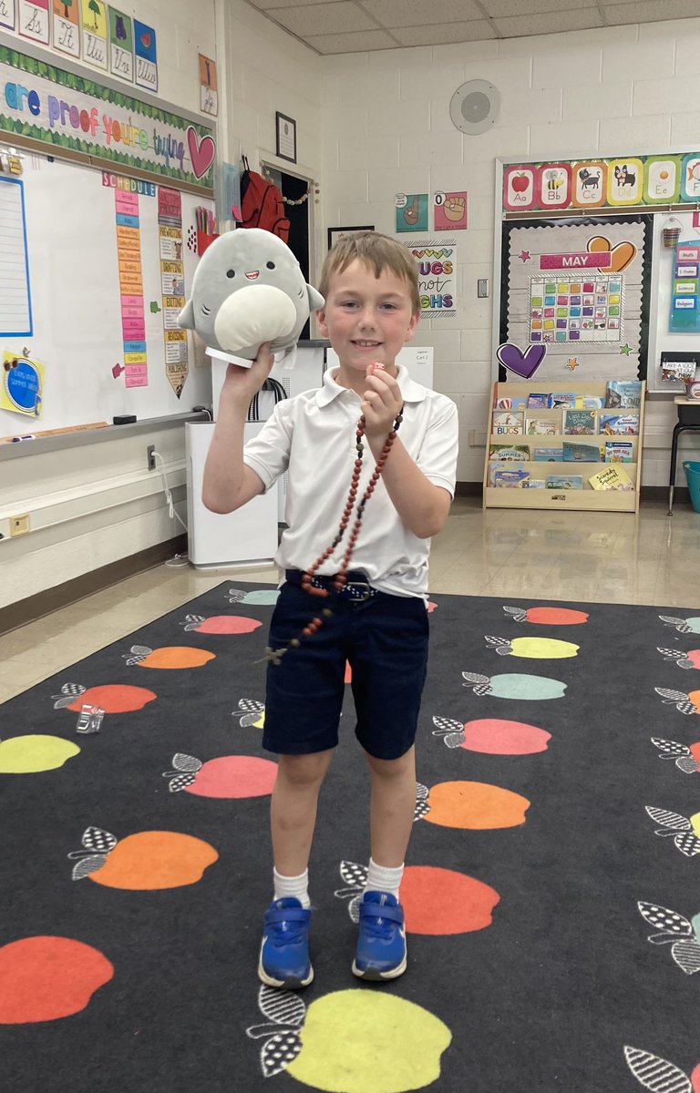 MrsBarlowSTJ's tweet photo. Malachi is our Star of the Week this week ⭐️ He loves all kinds of food, all predators, and the colors blue &amp; red 🍕🥨🍿He wants to be a paleontologist or in cyber security when he grows up! 🦕 We’ve been so blessed to have you in our class this year! ♥️ https://t.co/17s01zzOFv