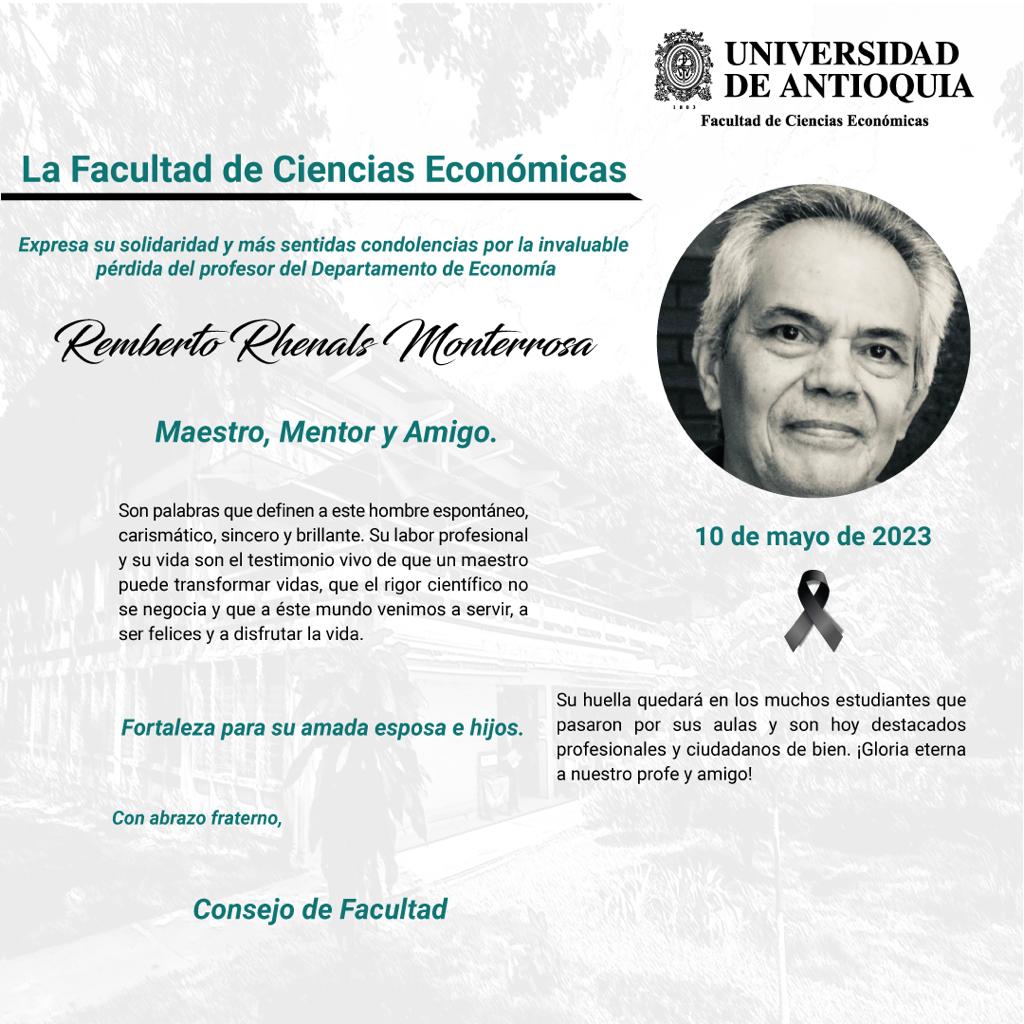 Wilman_Gomez's tweet photo. Lamentamos informar la muerte de este gran economista e inmejorable ser humano. Nuestro gran amigo y maestro "El Viejo Rember" https://t.co/rCuTzsZSU6