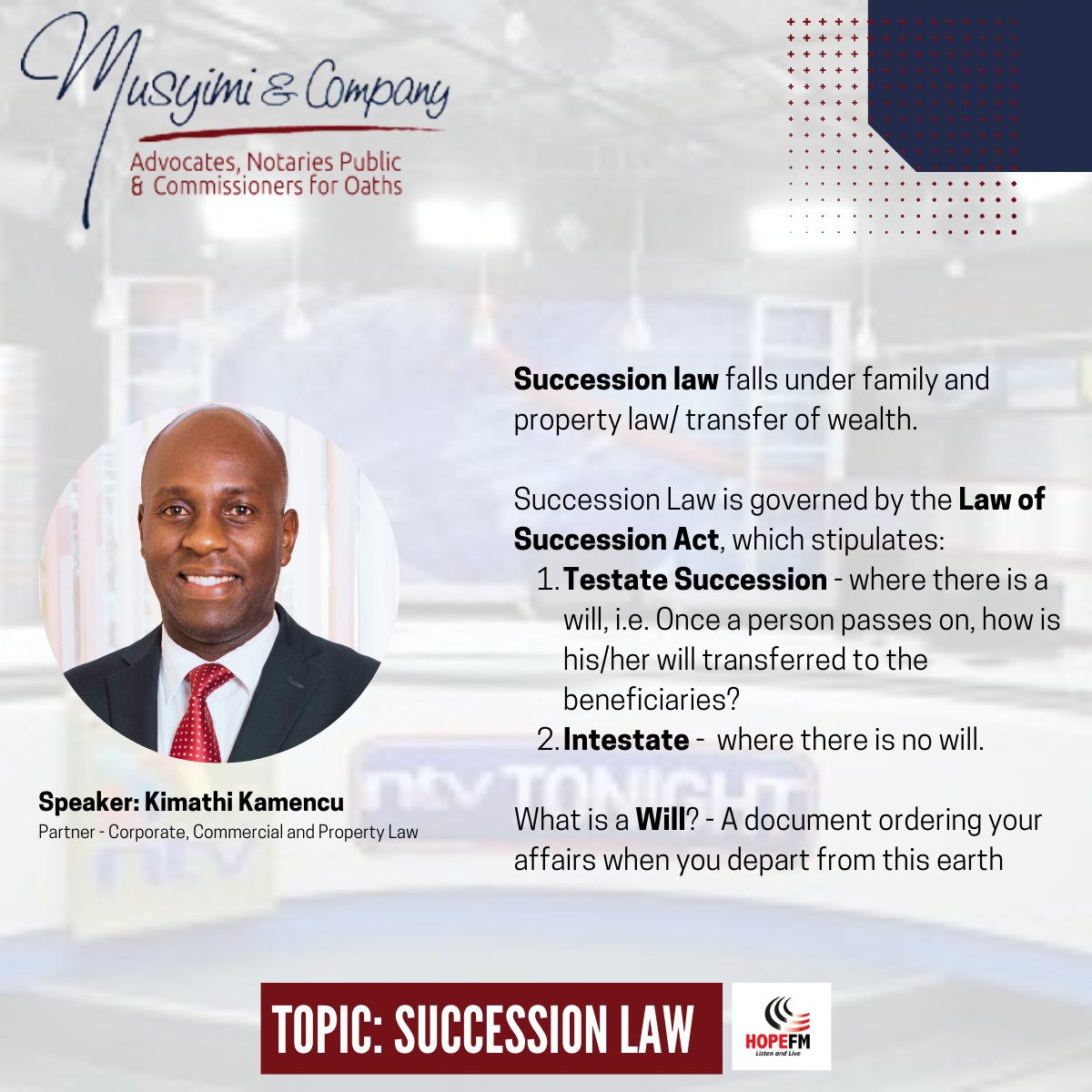 The #loss of a loved one is a very devastating moment in one's life.  But what can be done before & during their passing? 

#BreathOfHeaven #ThursdayEdition #InHisPresence #lawfirm #legaladvice #successionlaw #propertylaw #propertylawyer #successionplan

@jackton_omusi