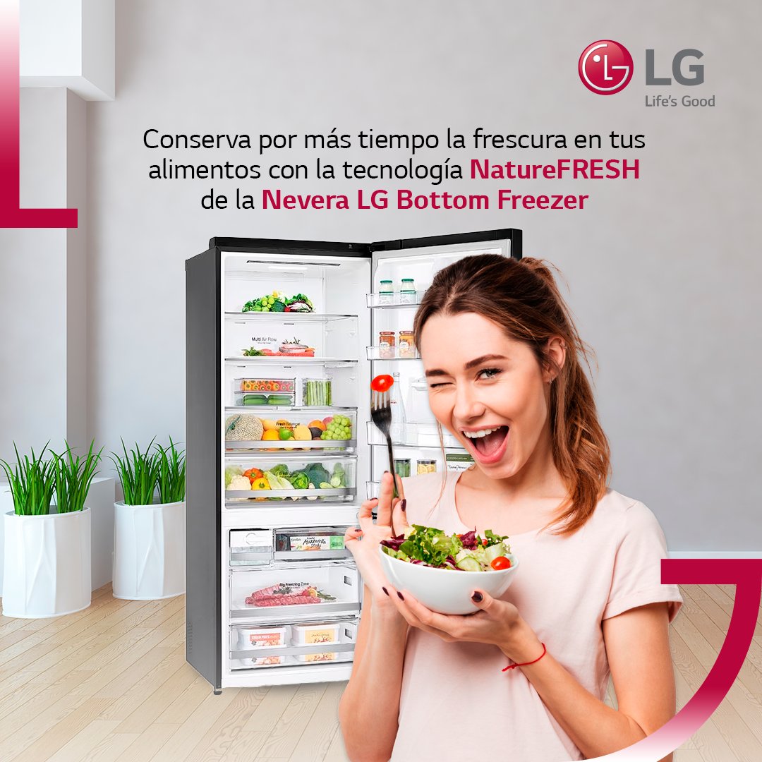 lg_colombia's tweet photo. Mantén la frescura del campo hasta por siete días gracias a la tecnología NatureFRESH de la Nevera LG y disfruta el sabor original de tus alimentos 🥬.
Conoce más: https://t.co/BnEDbpJVDU
#LG #LifeisGood #NeveraLG #LGBottomFreezer #TecnologiaLG https://t.co/mTlzXlPMlT