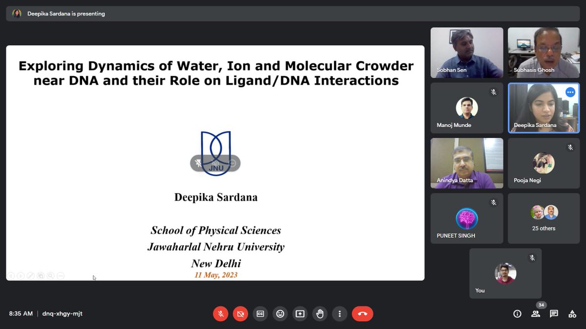 SenSobhan's tweet photo. Deepika obtained PhD after her splendid presentation! Prof. Anindya Datta conducted the viva.  We thank Prof. Datta and Prof. Samrat Mukhopadhyay for reviewing the thesis.
Deepika will soon move to EPFL Switzerland as postdoc with Prof. Franchesco Stellacci.
Proud of Dr. Deepika! https://t.co/fct5hlpE8B