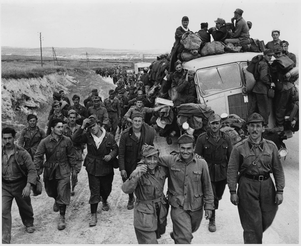 AuthorBwalter's tweet photo. In May 43 the Allies secured the surrender of 238,243 Axis personnel (some shown here) in Tunisia. This concluded the fighting in Africa, which had been underway for almost 3 years. The Allies were now the masters of the North African shores. #CasemateUK #BlueWaterWar #WWII https://t.co/gTHOFvbyqm