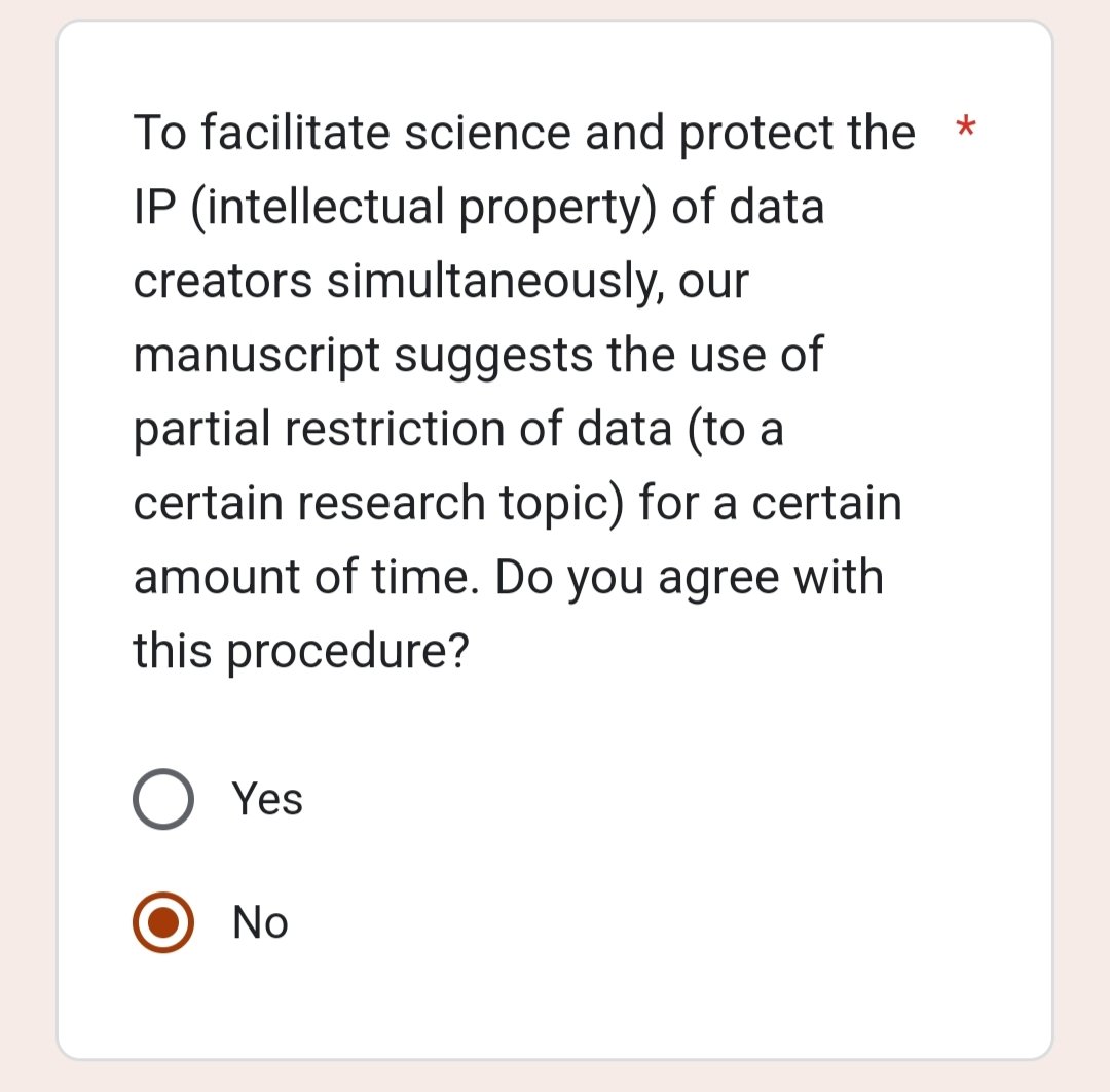If you publish papers your data (and code) has to be fully open for anyone to do as they please #OpenData #GreaterGood 
(If you want to hide your data don't publish things 😉)