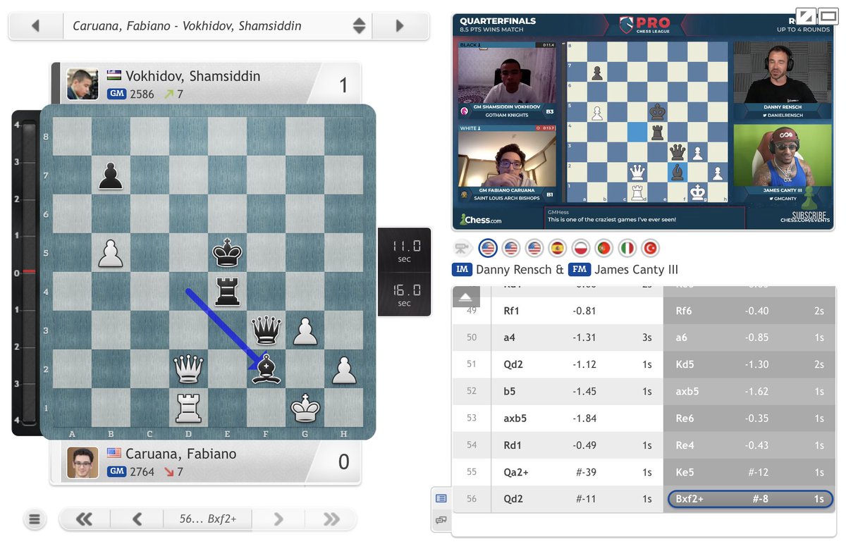 chess24com's tweet image. Vokhidov takes down Caruana! chess24.com/en/watch/live-… 
#c24live #ProChess