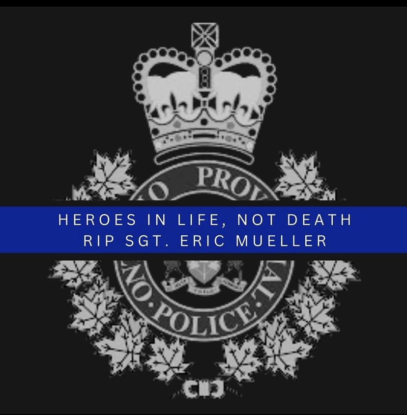 Our heavy heart cries for another senseless loss of our Brother in Blue, from the Russell County OPP detachment. We also pray for the speedy recoveries of the other two injured officers. We will not forget you and your sacrifice, Sgt. ERIC Mueller. #oppbtb #herosinlifenotdeath