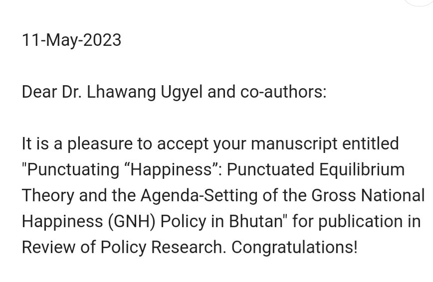 lugyel's tweet photo. Really "happy" to see our paper find its home in this niche journal (Michael Givel + @DendupChophel) https://t.co/VryumEXZen