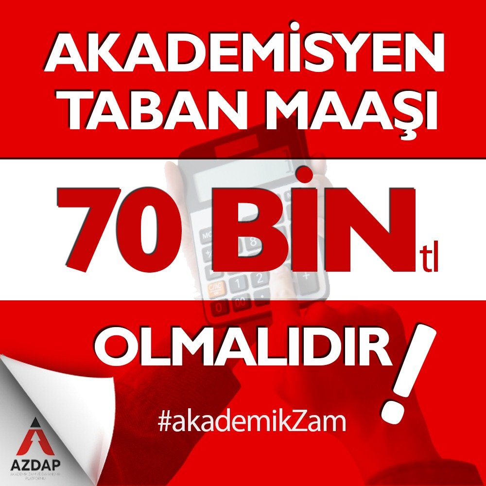 Akademisyenin mesaisi yoktur, akademisyen sürekli çalışmak ve kendini geliştirmek zorundadır. #AkademikZam #akademisyenetaban70bin