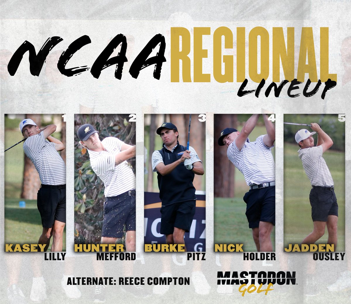 MastodonMGolf's tweet photo. The same 🖐️ that won the @HorizonLeague Championship will be playing in the Mastodons' first team berth in the NCAA Regional. See you there on Monday!

#FeelTheRumble #HLGolf https://t.co/LseVRyHPUH