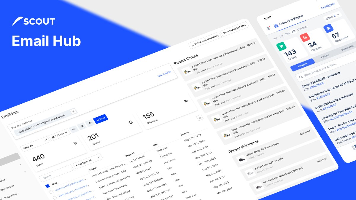 Introducing Email Hub 2.0 on Scout! 🚀📧✨ Experience unrivaled accuracy & reliability with our new AI engine With a simple forward of order confirmations, inventory items are automatically created in Scout 📦✉️ Say goodbye to manual entry Try it free @ scoutapp.ai/join