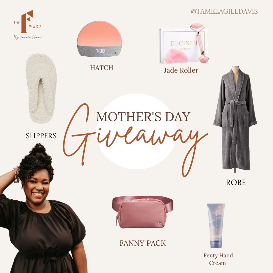 Win a box of my favorite items for Mother's Day! To enter, complete the form at linktr.ee/tamelagilldavis, tag at least two moms in the comments, and retweet this post. Giveaway ends May 14th, winner announced May 15th. #MothersDayGiveaway #TamelaDavis