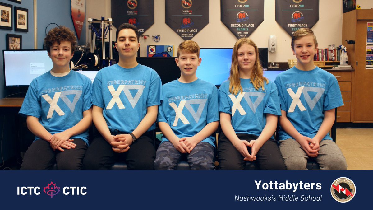 This just in! The Nashwaaksis Yottabyters - Cameron Rogers, Kourosh Kaviany, Carter Perrin, Cameron Lockhart and Graydon Andrew clinched 2nd place overall in the Cybertitan Middle School Division. @cic_unb @ASD_West @NBCOE @nasismiddle