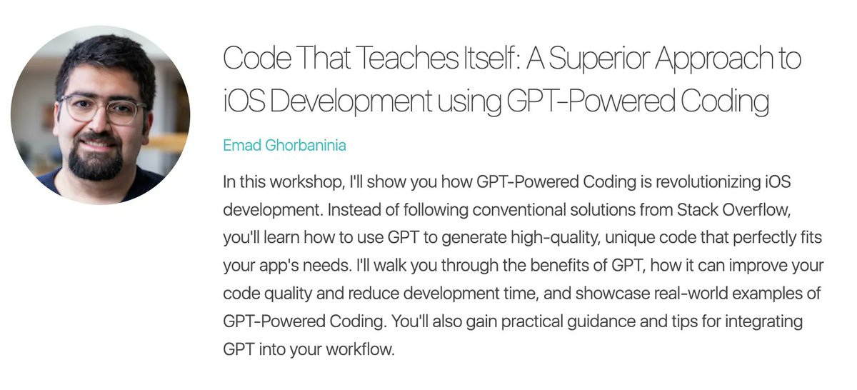 tryswiftnyc's tweet image. Learn how to use #ChatGPT to generate high-quality, unique code that perfectly fits your #iOSApp's needs. Excited for this super practical workshop from @emadgnia at #tryswiftnyc this September 🤓 #SwiftLang #iOSDev #OpenAI #iosconference tryswift.co/events/2023/ny…