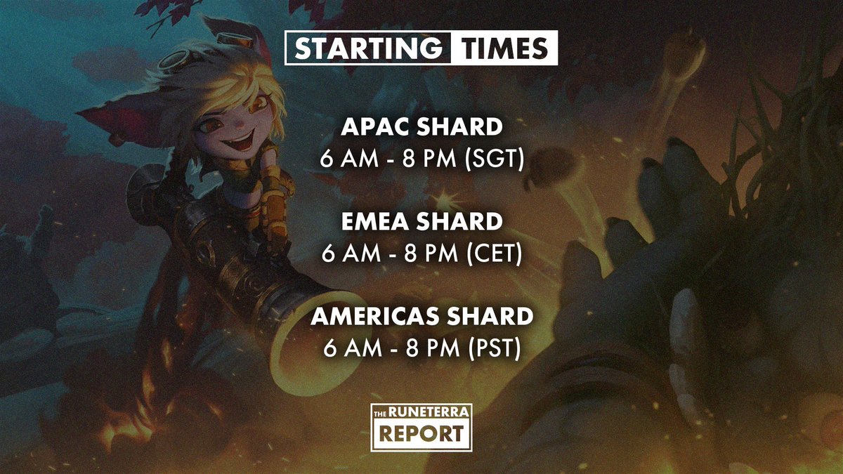 Rubin has notified us that the client is only showing start times for the World Qualifier Open so it's important to know when your region will be starting and finishing on Saturday.

Make sure you share so people know the timings so they don't miss out on qualifying for Day 2!