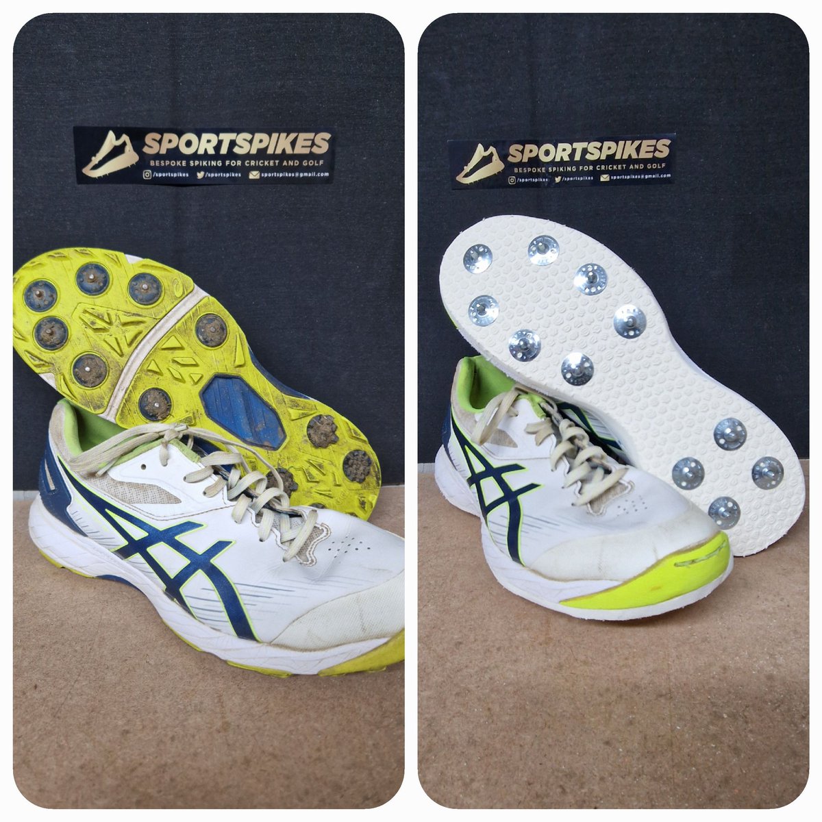 sportspikes's tweet photo. Stunners have been going out  recently 🏏🏏🏏
New life given to some cricket shoes 🏏🏏 https://t.co/FD3a9E63aR