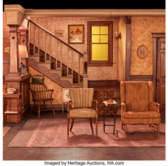 MuseumofTV's tweet photo. "@edlavaCNN", "@KilloughCNN" Cheers Set, Tonight Show &amp; All In the Family on Display in Dallas - Heritage Auctions - Norm and Cliff reunion. https://t.co/X69eQUBAIs