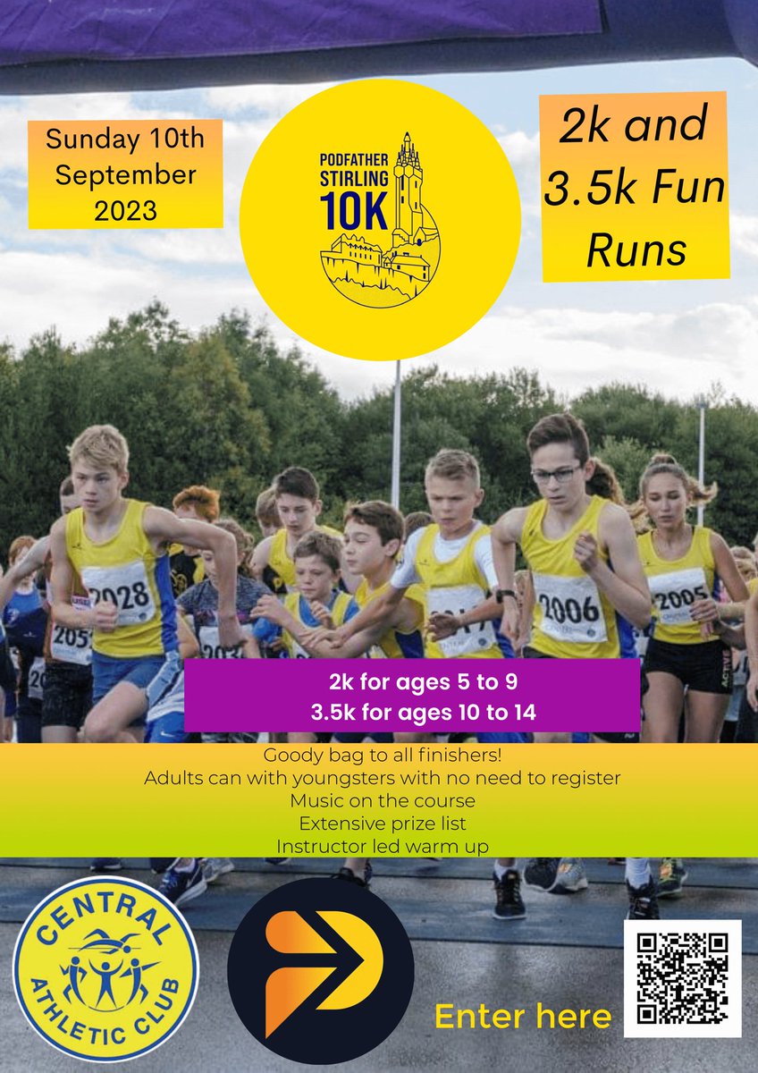 Central Athletic Club (@central_ac) on Twitter photo A reminder that entries are open for our <a href="/stirling10k/">Podfather Stirling 10k</a> which this year has a 2k and 3.5k fun run option for ages 5 to 14.
Still on our usual fast course with pacers to 40, 50 and 60 mins,on course entertainment & drone footage it is an event open to all.
entrycentral.com/PODFatherStirl… A reminder that entries are open for our <a href="/stirling10k/">Podfather Stirling 10k</a> which this year has a 2k and 3.5k fun run option for ages 5 to 14.
Still on our usual fast course with pacers to 40, 50 and 60 mins,on course entertainment & drone footage it is an event open to all.
entrycentral.com/PODFatherStirl…