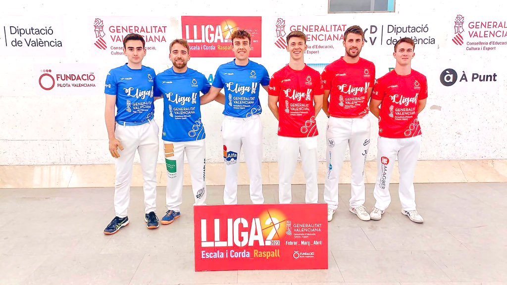 funpival's tweet photo. 📢 A la final de la Lliga2 d’#escalaicorda Julio Palau, Carlos i Guillem Palau després de guanyar hui !!

🏆 Semifinal de la III Lliga2
📌@Pelayotrinquet 

60🔴 Julio Palau, Carlos i Guillem Palau
40🔵 Carlos Donat, Conillet i Marc Barber

#pilotaprofessional #lliga2 https://t.co/Xl7QrsUxst