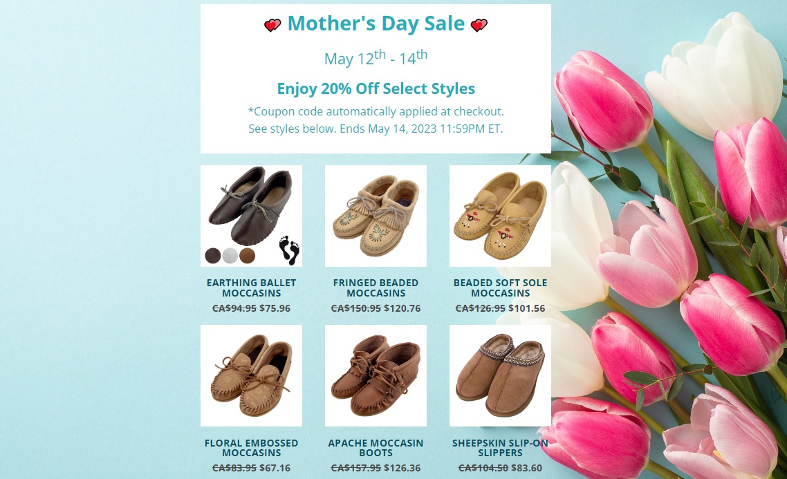 Shout-out to all the moms out there 💕 and specifically to our hard-working, entrepreneurial mother. We love you!

...and enjoy 20% off these styles for Mother's Day. 
moccasinscanada.com/collections/mo…

#mothersday #mothersdaysale #giftformom #moccasinscanada #happymothersday #20percentoff