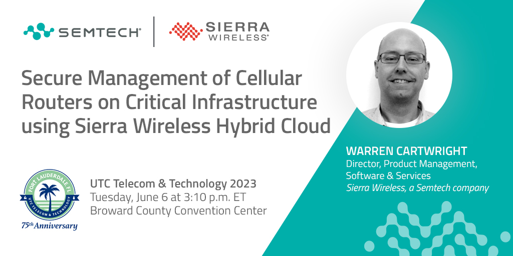 wcartwright's tweet image. I am going to be speaking at the 2023 UTC Telecom &amp;amp; Technology Conference in Fort Lauderdale in early June. Join me as we explore a unique approach to managing cellular routers in critical infrastructure at scale. @SemtechCorp @SierraWireless #utilityindustry #utc #routers