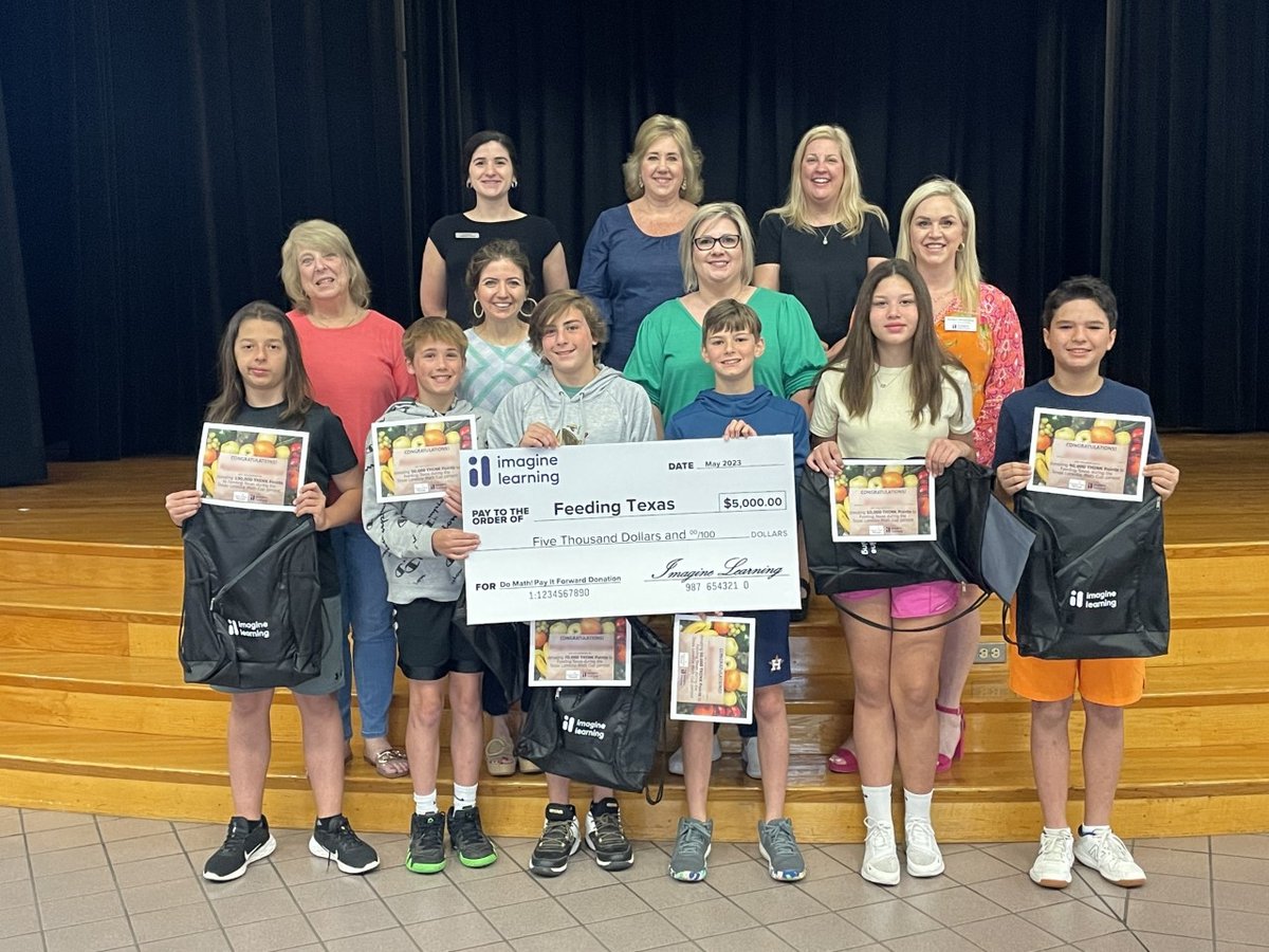 ConroeISD's tweet photo. Congratulations to students at Mitchell for raising $5,000 for Feeding Texas and winning the 2023 Lonestar Match Cup Gurus of Giving School awarded by Imagine Learning! https://t.co/teYISwLYK3 https://t.co/9Jj8dvbDIn