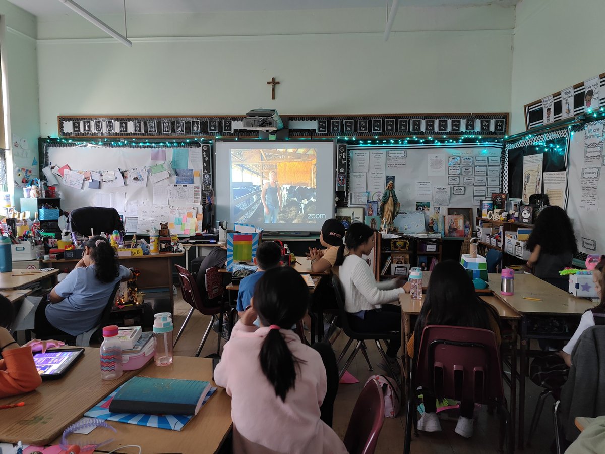 SACAELASS345's tweet photo. 4th Grade got to meet Annabelle, their class cow, today via zoom. This has been such a great experience for them. https://t.co/lbEm9r79JA