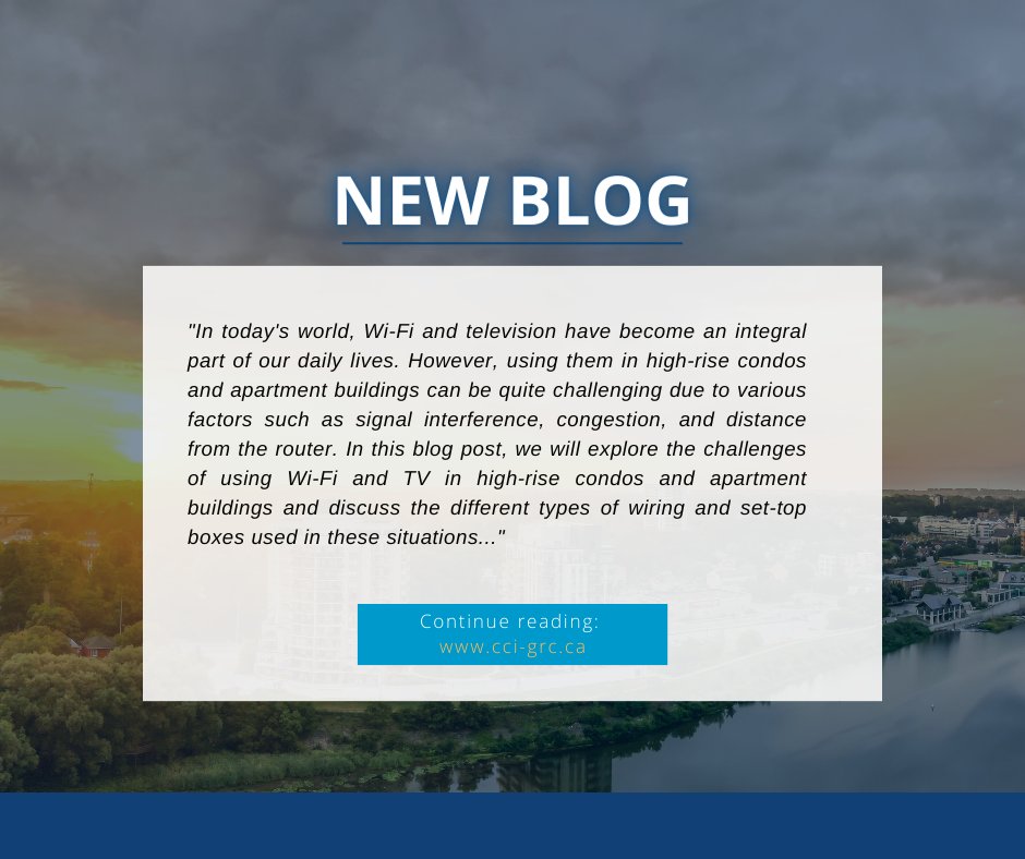Who's ready to get technical 🙋‍♂️🙋‍♀️🙋‍♂️

Check out this week's post by member Dushan Divjak about Internet, Wi-Fi, and TV in High-Rise Buildings. 

Read now: cci-grc.ca/internet-wi-fi…

#ccigrandriver #condoblogs
