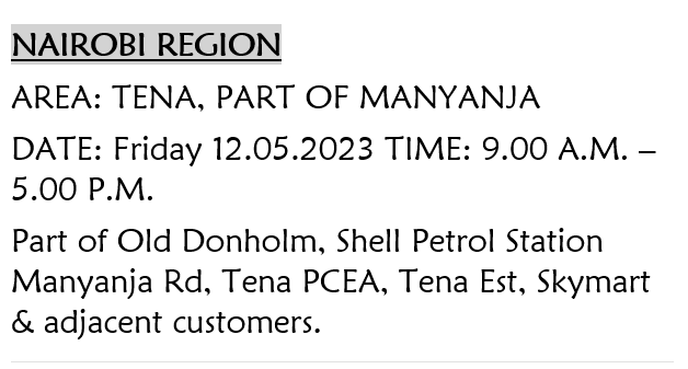 Hello. The following areas will be affected by planned maintenance tomorrow 12.05.2023 ^CK