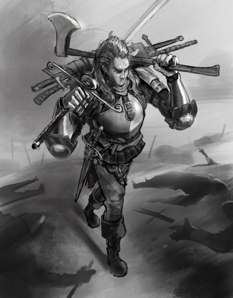 ThomasPutman's tweet photo. Sketch time! ✏️ Spoils of war/woman at arms #spoilsofwar #weapons #womanatarms #digitalpainting #pixelpusher #internetartist #digitalarts #illustrator #fantasticrealism #firered #photoshop #putman #putt #procreate #characterart #characterdesign #drawing https://t.co/x4BXnUix8J