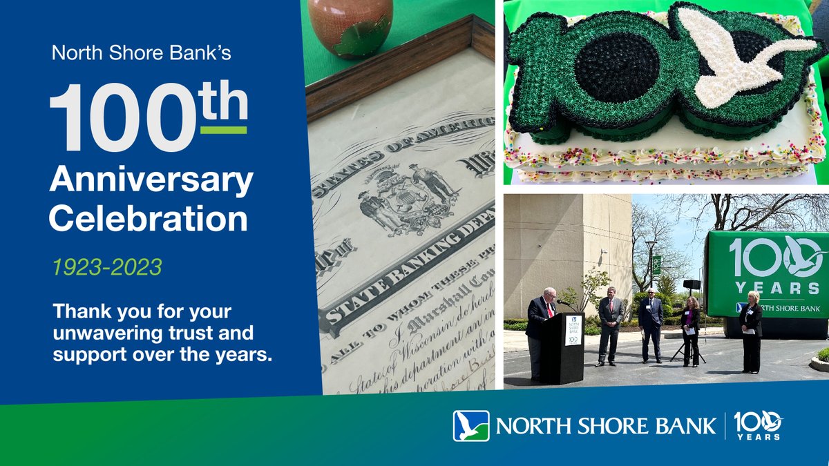 NorthShoreBank's tweet photo. North Shore Bank Celebrates 100 Years by Spearheading $50k Contribution to State’s ELEVATE Wisconsin Financial Wellness Program! 

This contribution will support nearly 12,000 Wisconsin employees with financial resources, emphasizing our dedication to our community and customers! https://t.co/UO75JY9IKL