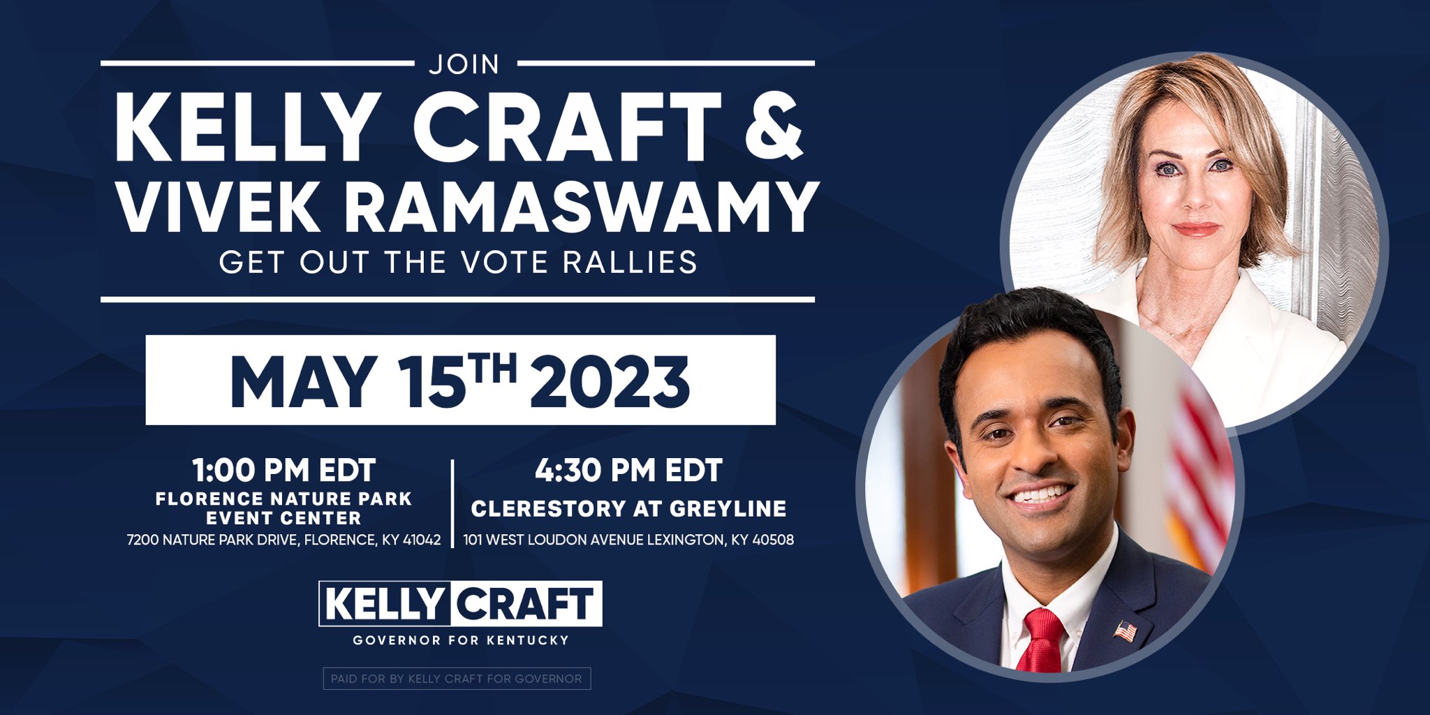 Kelly Craft on Twitter: "#TeamCraft we have a venue changed! Click the