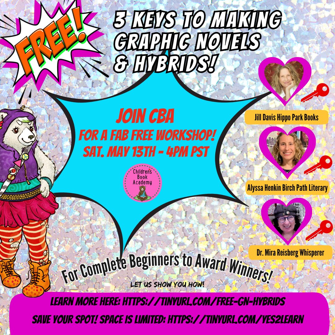 ChildrensBookAc's tweet photo. 1/3 Wanna attend something extraordinary? We're hosting a FREE workshop for Kidlit Creatives and those curious about making children's books.
"3 Keys to Graphic Novels &amp; Hybrids" is happening THIS SATURDAY at 4 PM PDT! https://t.co/m6GksZI6M8