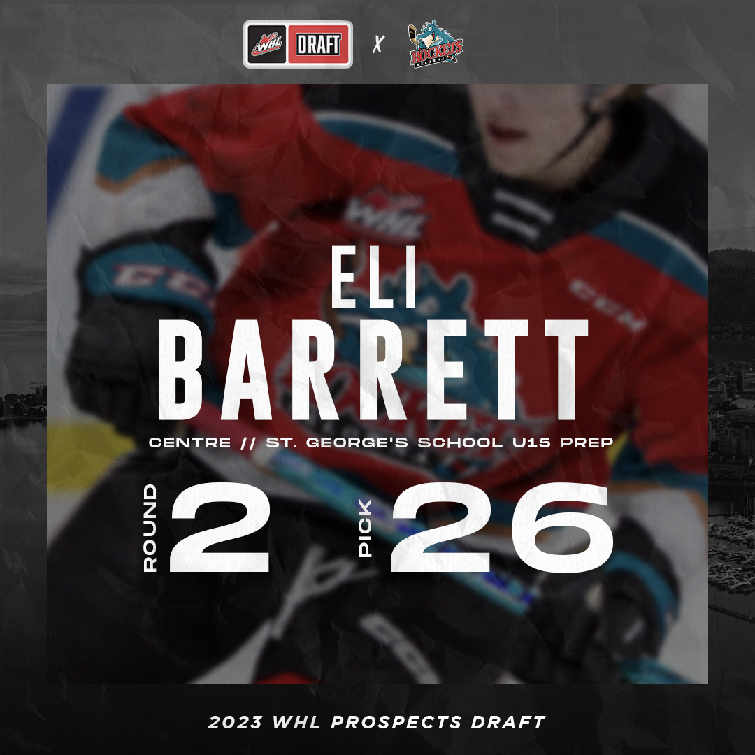 With our first pick of the day, the Kelowna Rockets are proud to select Eli Barrett from St. George's School U15 Prep 26th overall.  

Welcome to the Rockets, Eli!